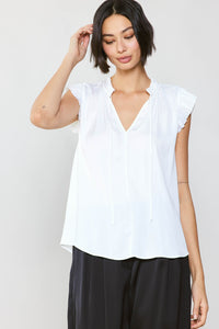 Current Air Margot Pleated Short Sleeve Blouse