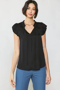 Current Air Margot Pleated Short Sleeve Blouse