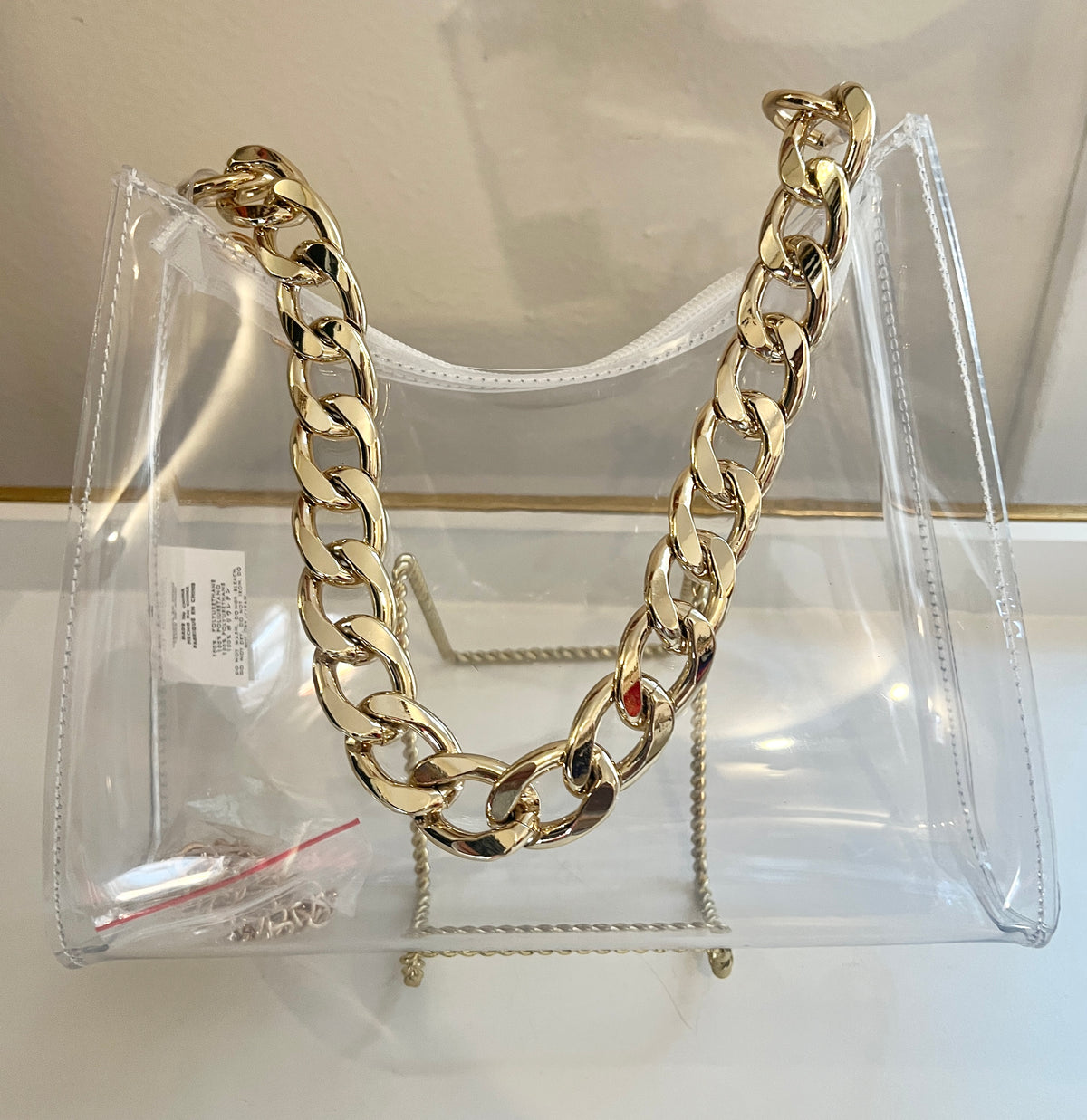 Clear Purse- Gold Link Chain