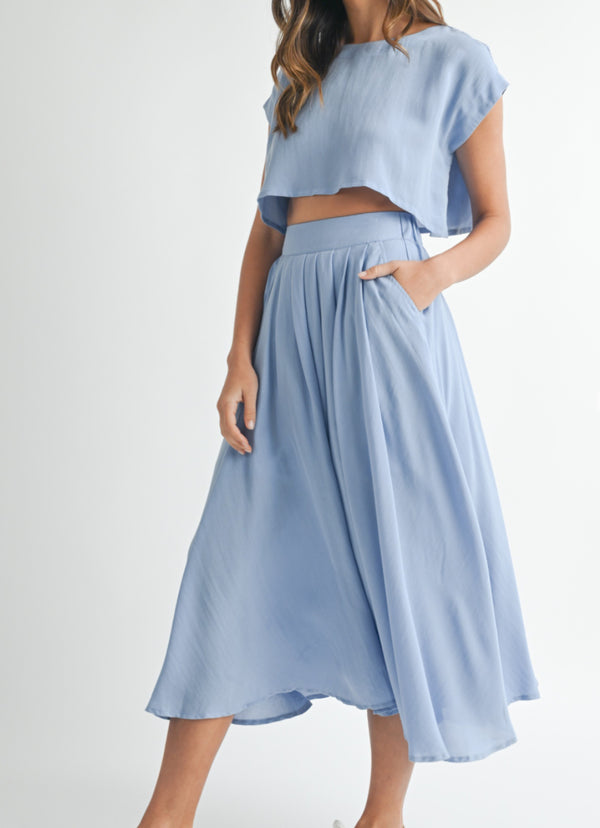 Crop Top and Midi Skirt Set