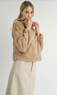 Sadie & Sage Libby Faux Fur Jacket Taupe