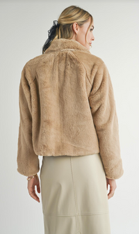 Sadie & Sage Libby Faux Fur Jacket Taupe