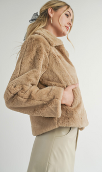 Sadie & Sage Libby Faux Fur Jacket Taupe