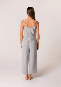 Lovestitch Grey Scoop Neck Wide Leg Midi Jumpsuit