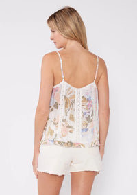 Lovestitch Spaghetti Tank with Pintucks and Lace Trim