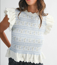 Mable Jacquard Ruffle Knit Sweater
