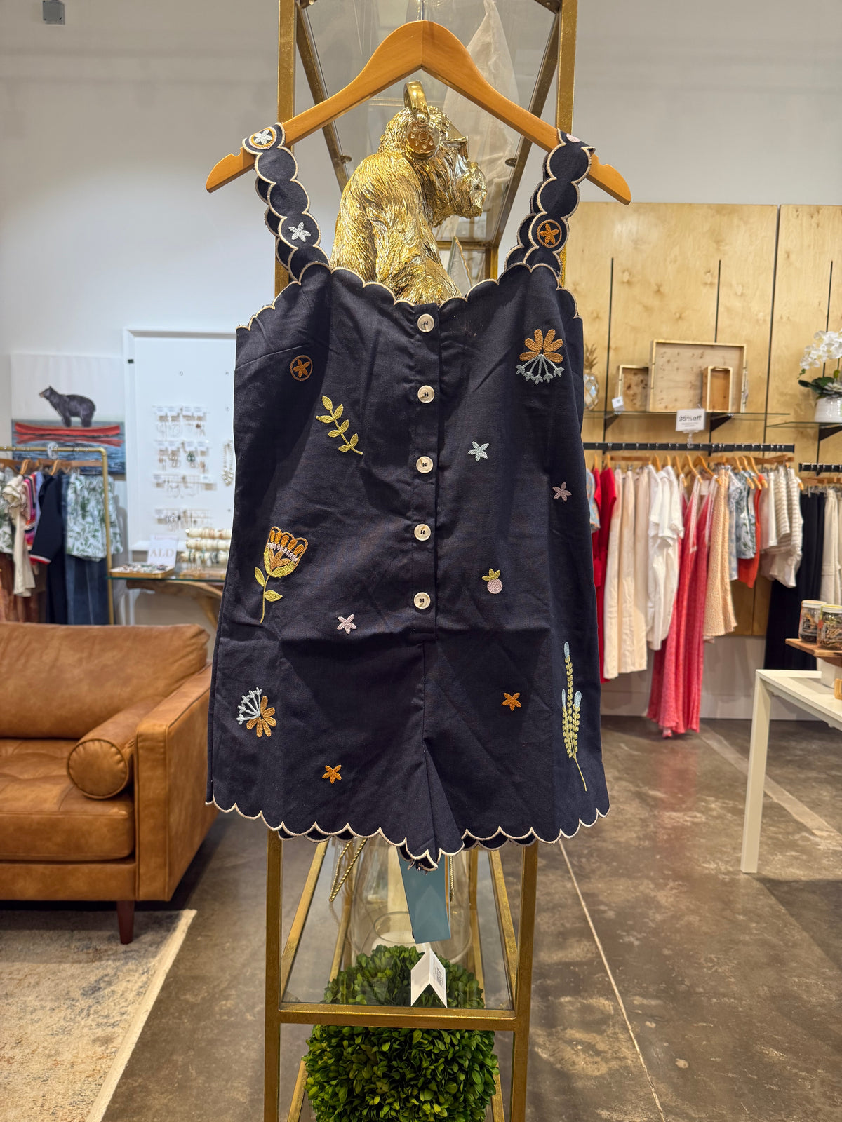 Mable Embroidered Button Down Romper
