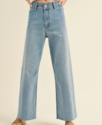 Straight Wide Leg Denim Pants
