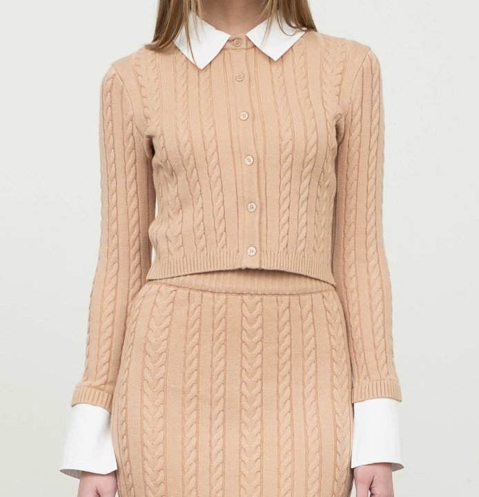 Mixed Media Cable Knit Top