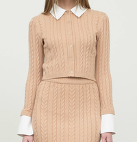 Mixed Media Cable Knit Top