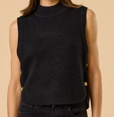 Mock Neck Sleeveless Sweater Top
