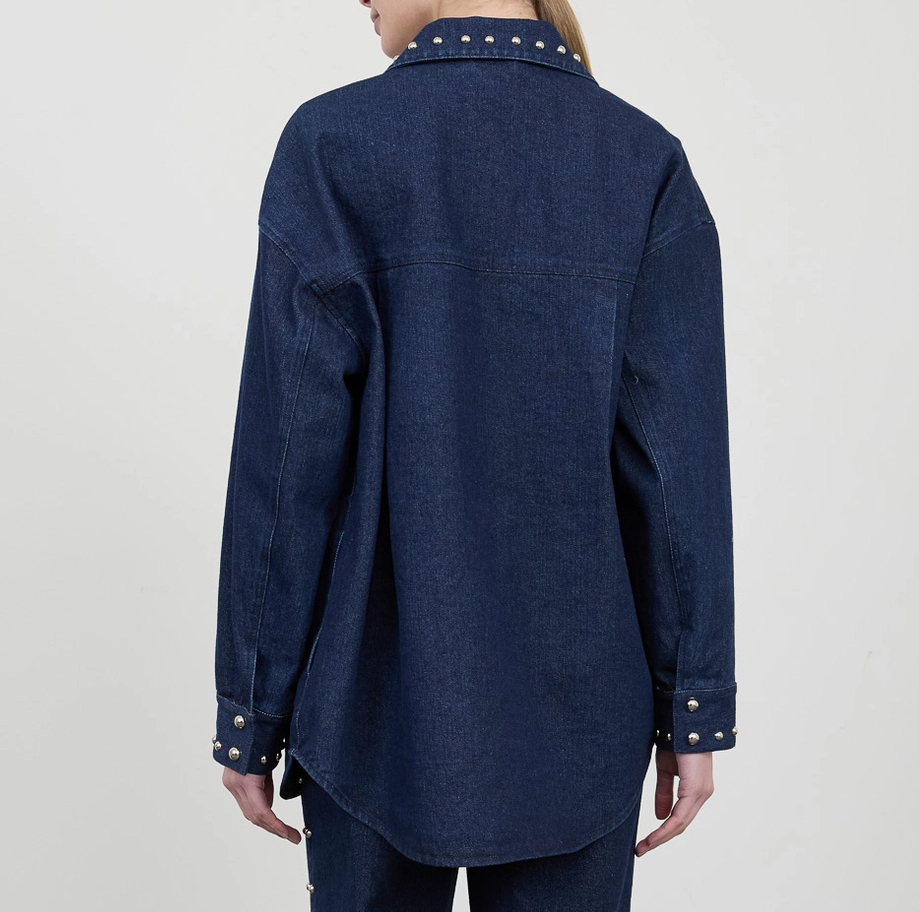 Button-Up Studded Denim Jacket