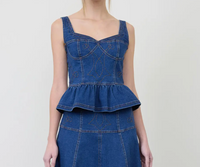 Denim Sleeveless Peplum Top