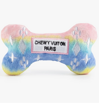 Pink Ombre Chewy Vuiton Bone Squeaker Dog Toy