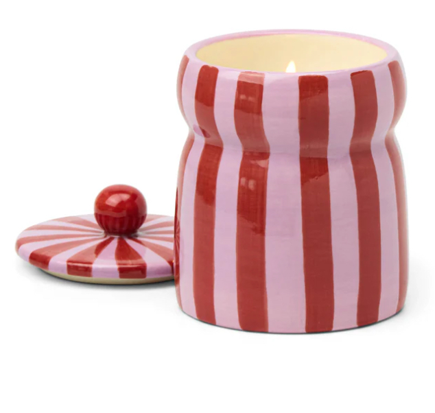 Pink Peppermint Striped Cabana 6.5 oz Candle