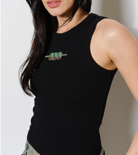 Ozzy Olive Bead Tank-Black