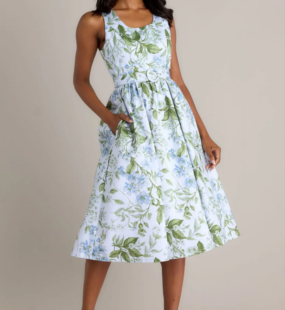 Ava Midi Dress - Botanical Print