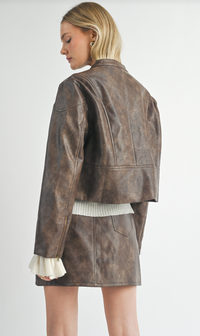Sage The Label - Rebel Vegan Leather Biker Jacket Chocolate