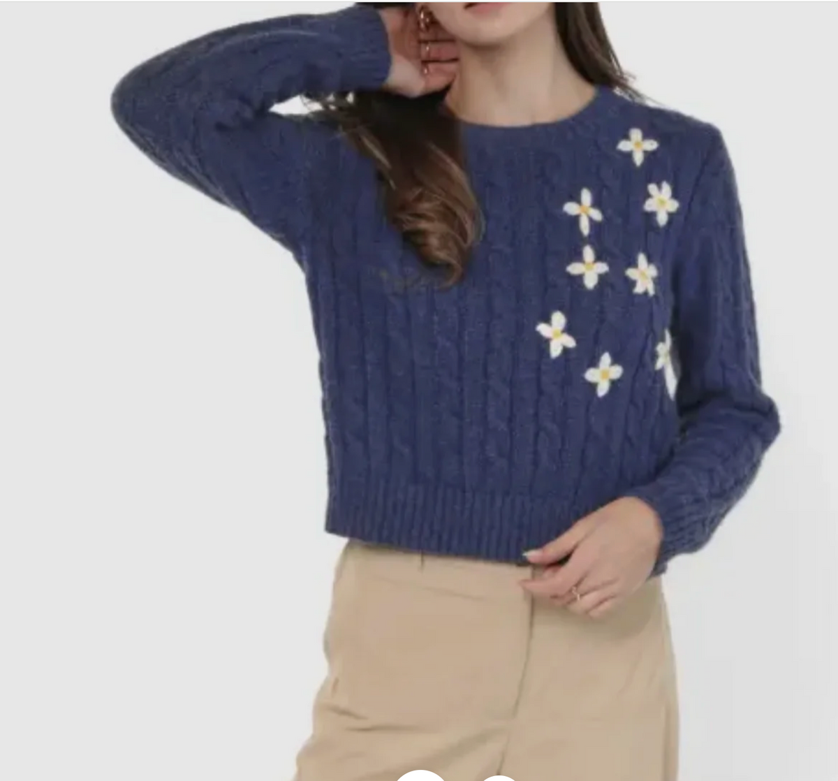 Sadie & Sage Lulu Embroidered Daisy Crew Neck Sweater