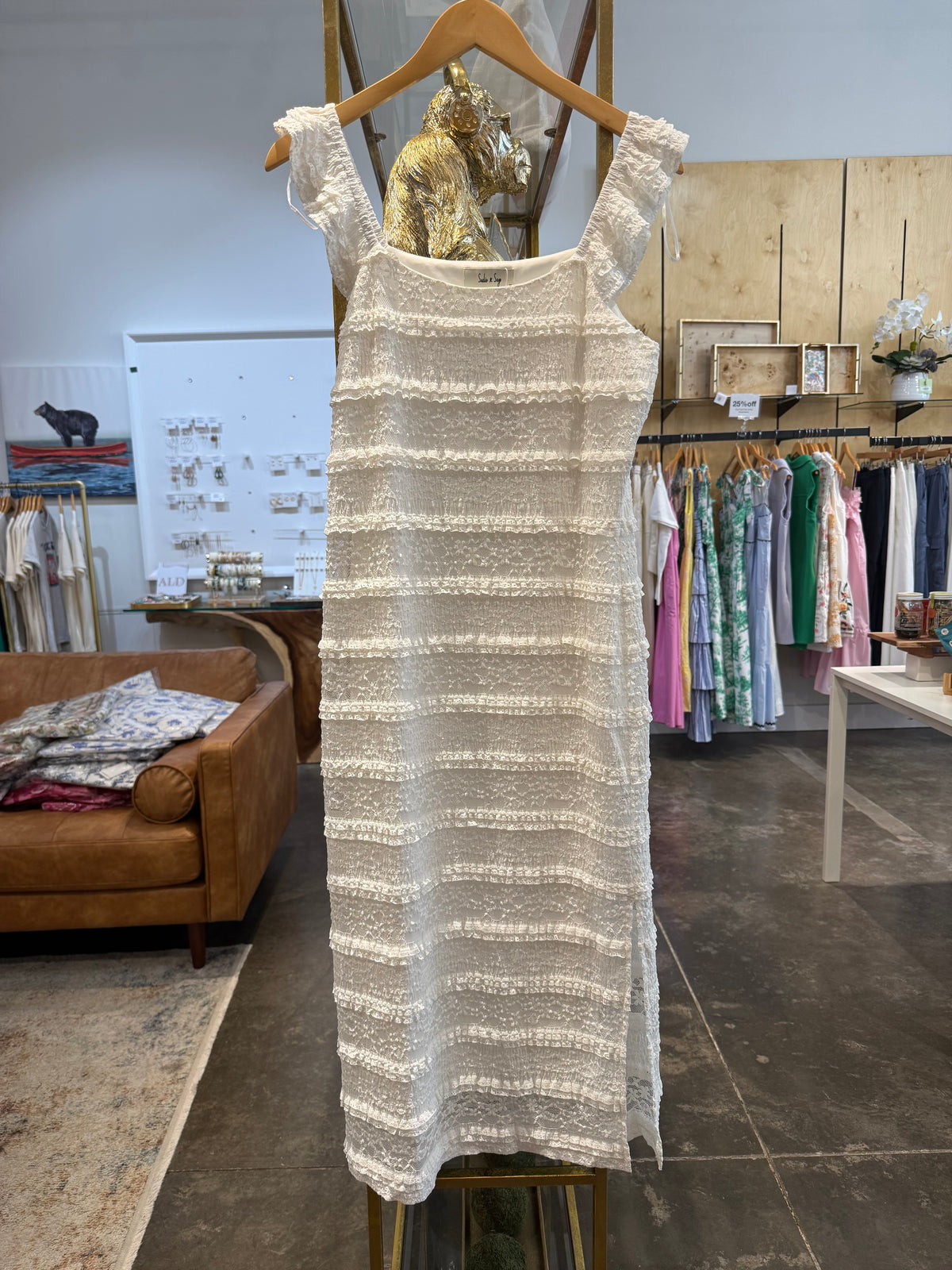 Sadie & Sage Lace Ruffle Midi Dress