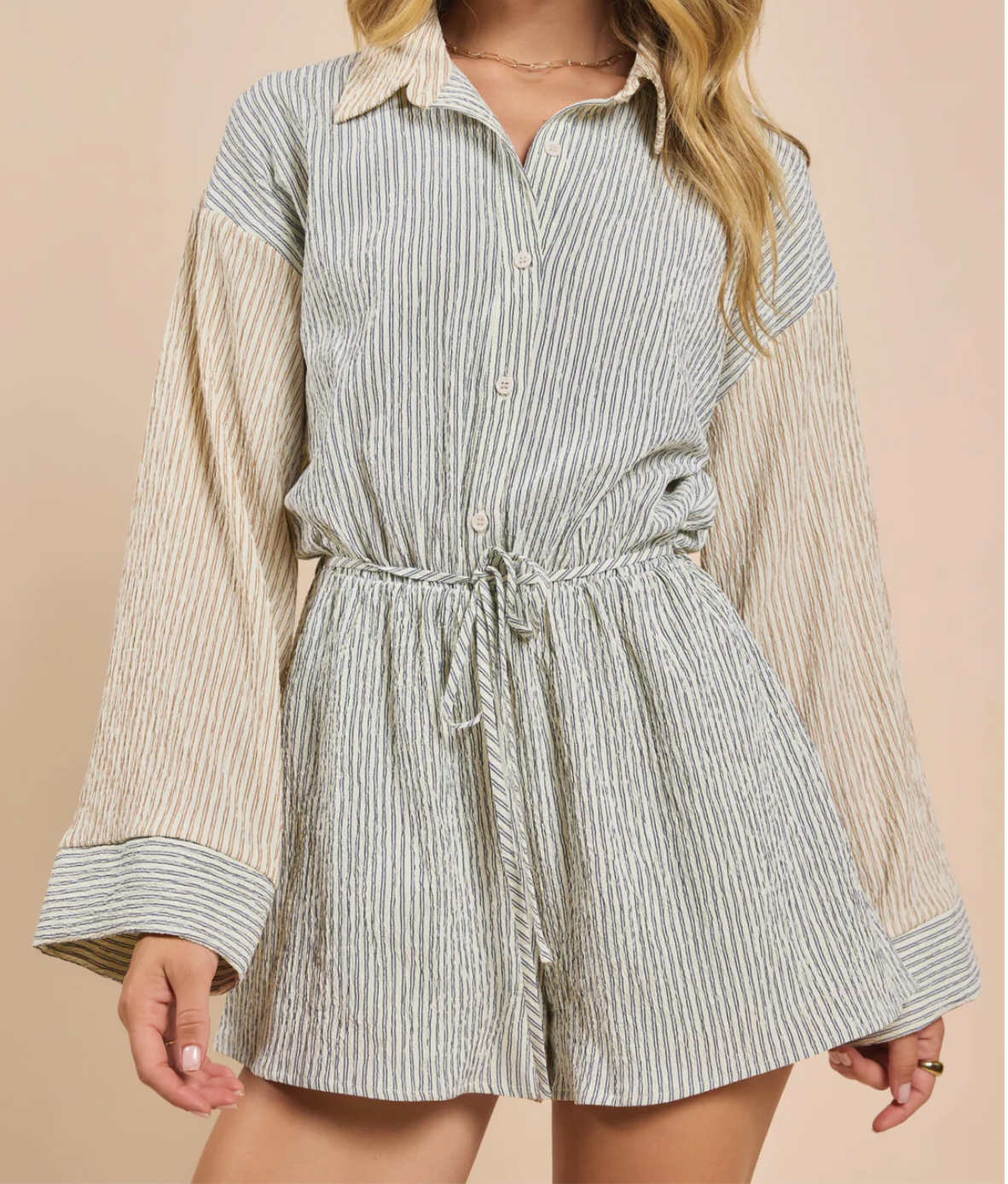 In The CloudsStriped Contrast Romper