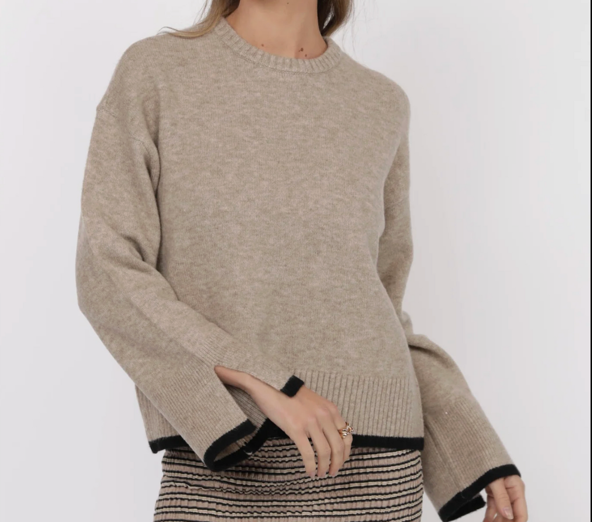 Angelina Cuff Slit Neck Sweater