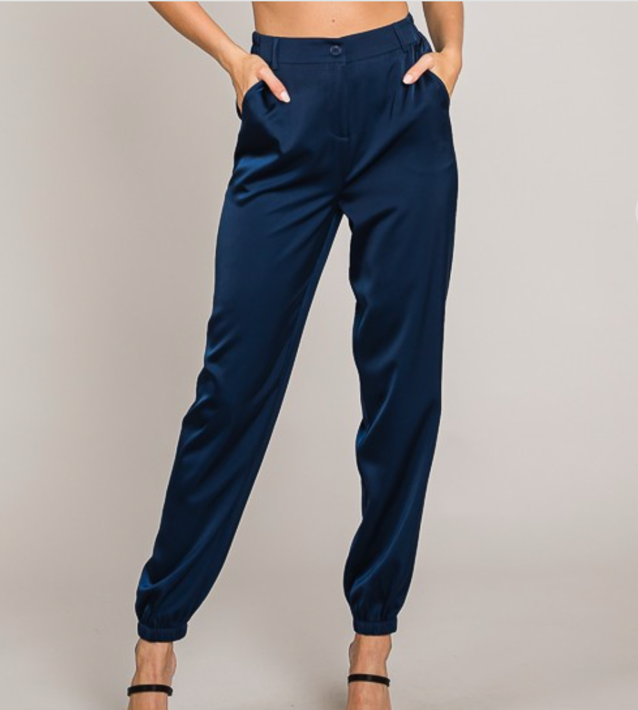 Satin High Rise Jogger Pant