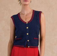 Scoop-Neck Button-Up Sweater Vest