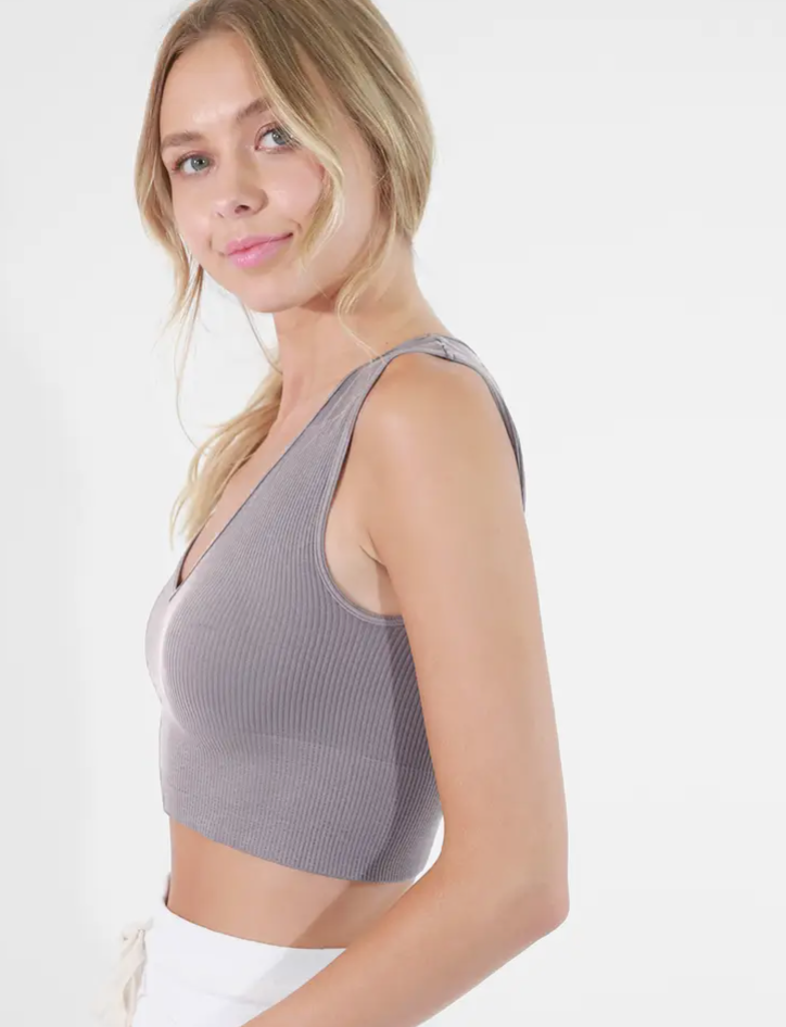 Buy RSVP by Nykaa Fashion Lilac Solid V Neck Bralette Crop Top online