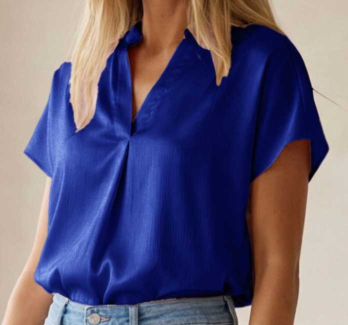 Drop Shoulder Blouse - Capri Blue
