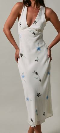 Sleeveless V-Neck Open Back Midi Dress
