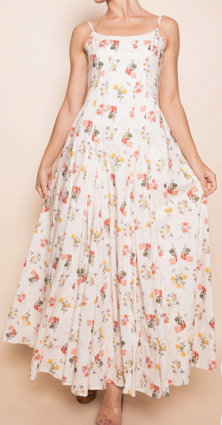 Floral Print SPG Strap Midi Dress