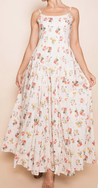 Floral Print SPG Strap Midi Dress