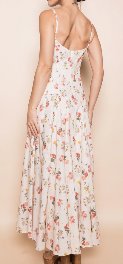 Floral Print SPG Strap Midi Dress