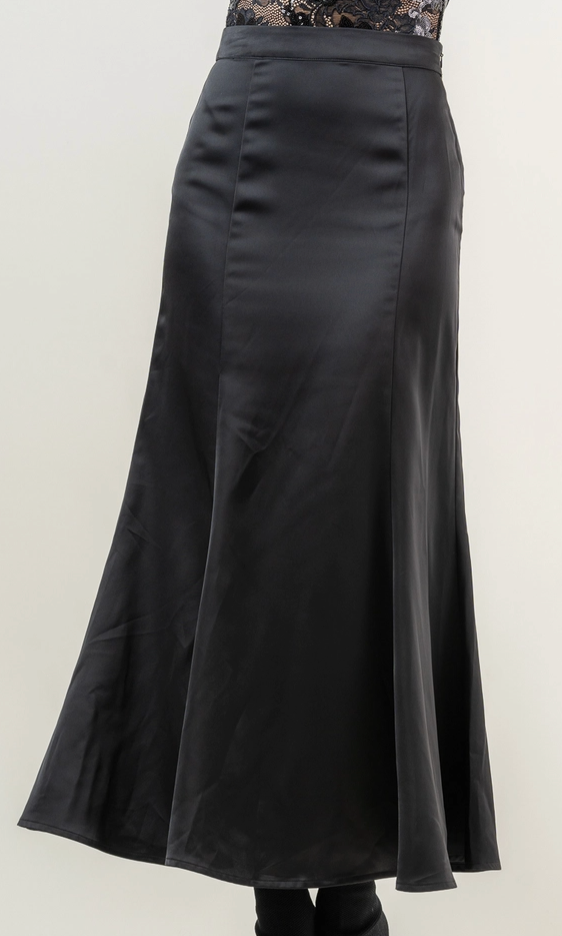 High Waisted Satin Long Skirt