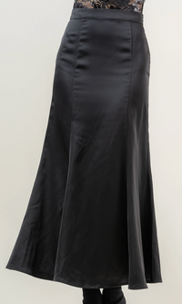 High Waisted Satin Long Skirt