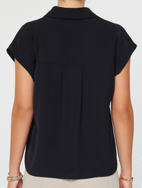Cap-Sleeve Button Down Blouse