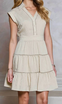 Shirt Collar Cap Sleeve Mini Dress