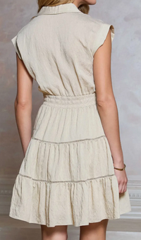 Shirt Collar Cap Sleeve Mini Dress