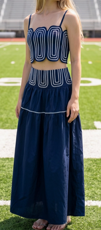 Lace Trimmed Top & Skirt Set