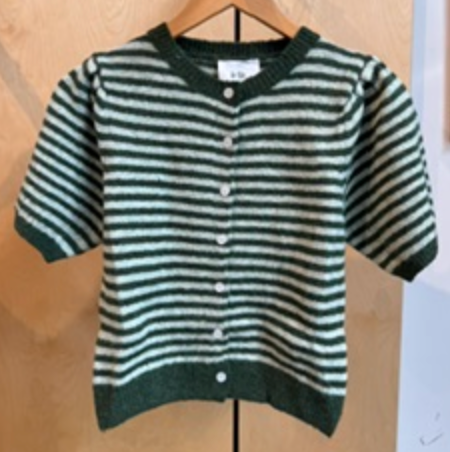 Puff Short Sleeve Stripe Cardigan