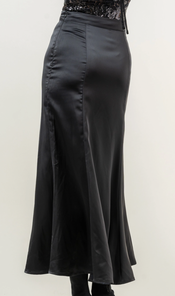 High Waisted Satin Skirt