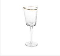 Zodax Aperitivo Triangular Wine Glass, Clear with Gold Rim