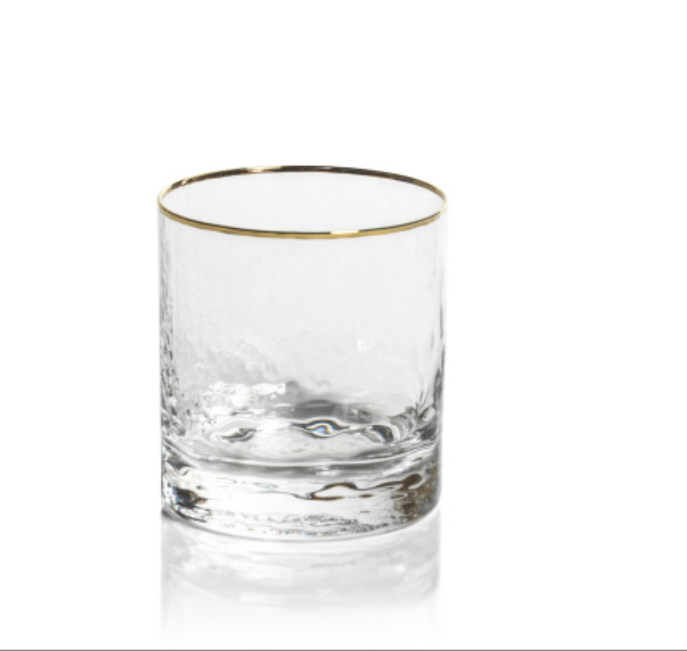 Zodax Negroni Hammered High Ball With Gold Rim