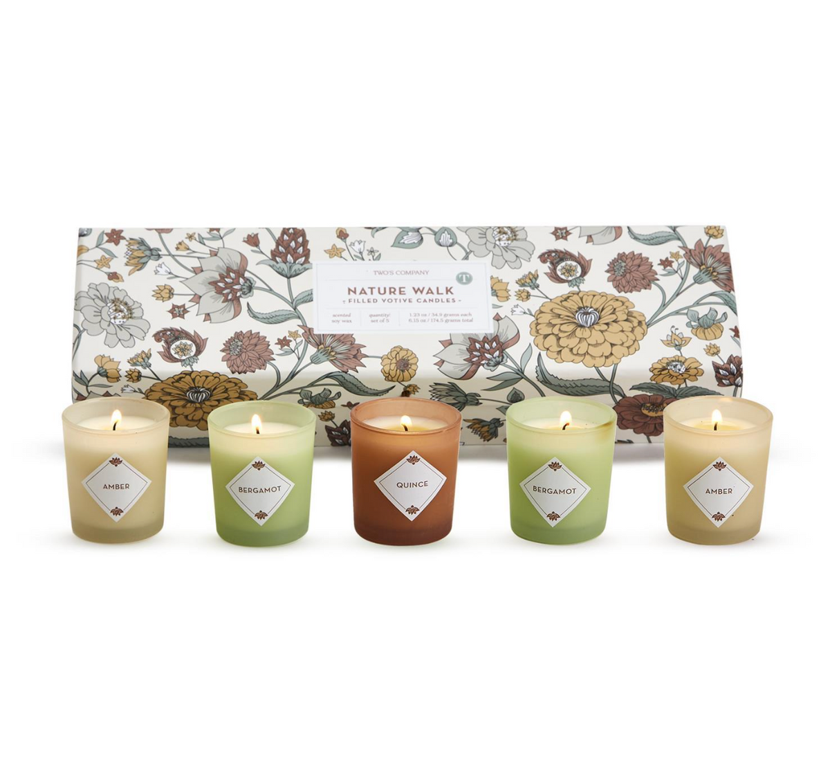 Two's Company Nature Walk S/5 Candles in Gift Box