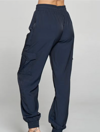 Navy Silky Cargo Pant