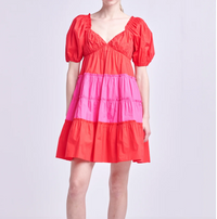 English Factory Two Toned Sweetheart Mini Dress