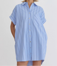 Pen Stripped Chambray Shirt Dress