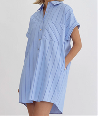 Pen Stripped Chambray Shirt Dress