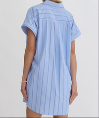 Pen Stripped Chambray Shirt Dress